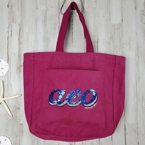 American Eagle Sequin Embellished Tote Bag Fuchsia Pink